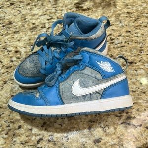 Jordan Preschool Jordan 1 Mid 400 Washed Denim Blue Sneakers 13.5C